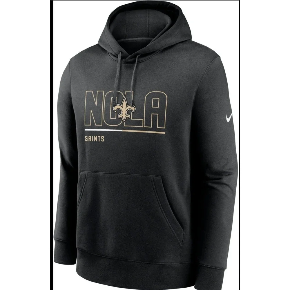 Nike New Orleans Saints NOLA Hoodie Mens Black Gold Fleur-De-Lis Sweatshirt 3XL